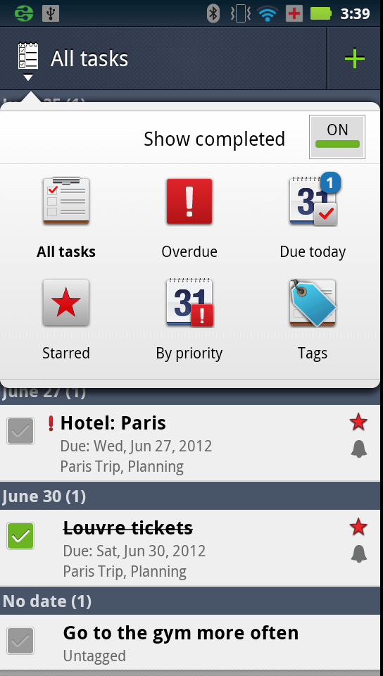 Task App - Popup Category Menu