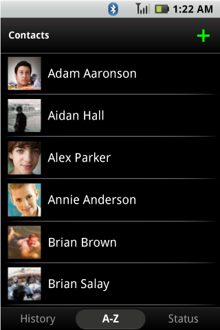 BLUR 1.0 Contacts List - A-Z Panel