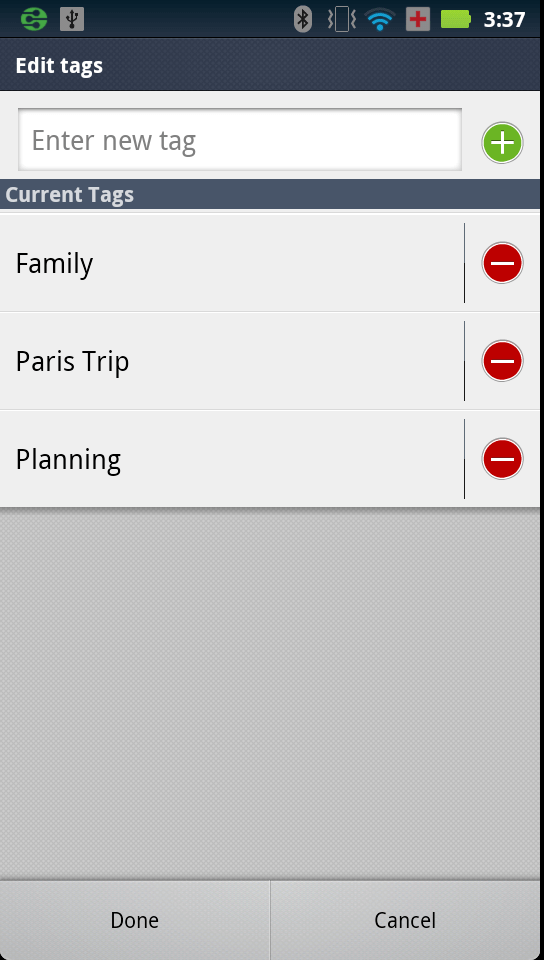 Task App - Tag Manager Screen