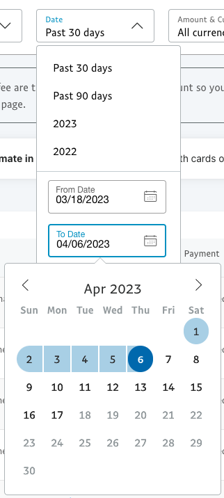 PayPal Date Range Picker Graphic
